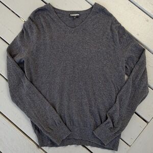 Express Men's Cashmere Blend Sweater Large Old Money Preppy Minimalistic Gray